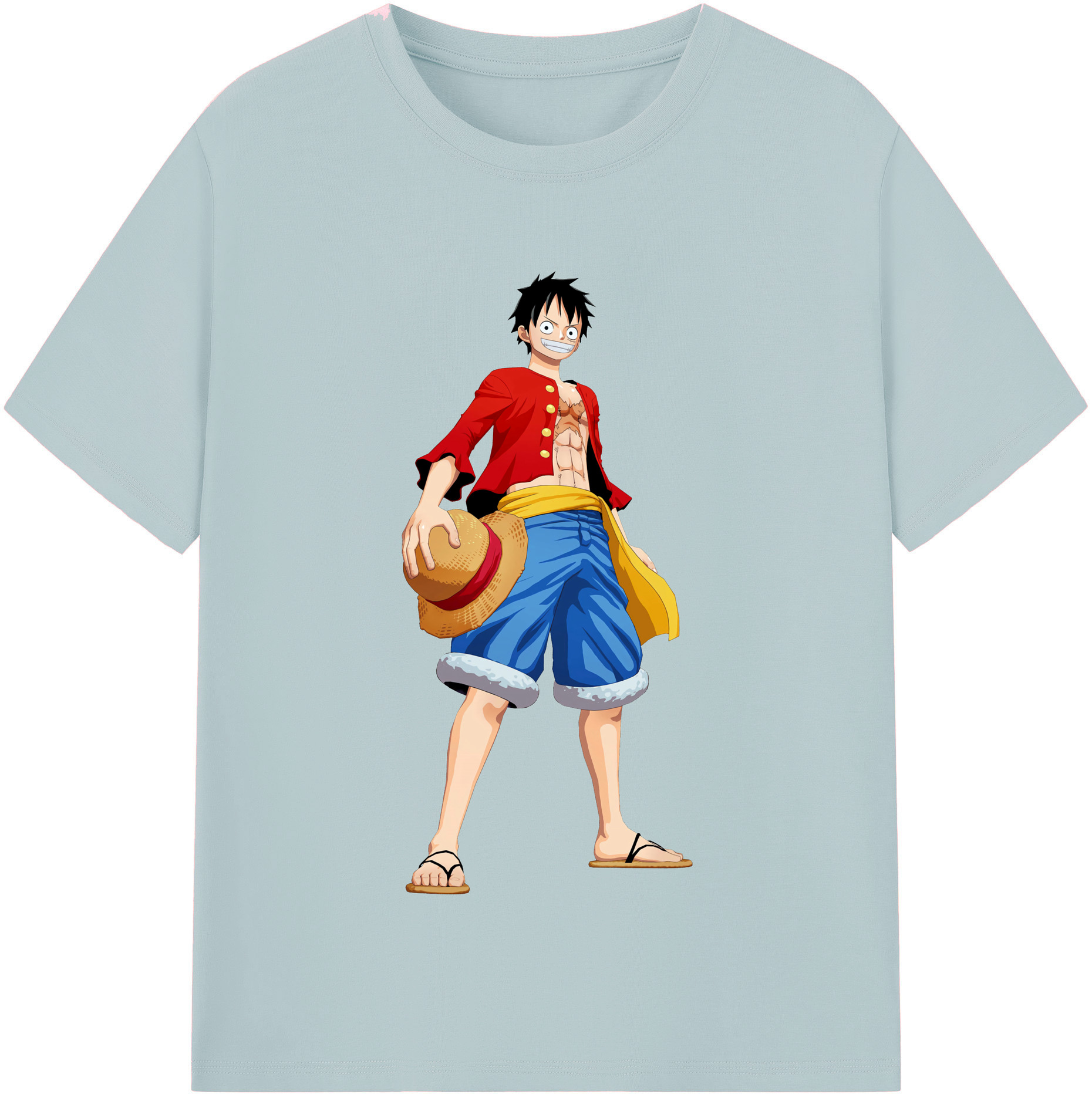 ワンピース モンキー・D・ルフィ ONE PIECE Monkey D. Luffy 綿100％半袖Tシャツ（フロントプリント）